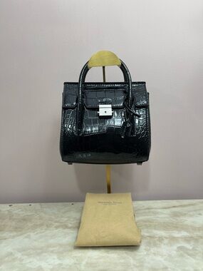 Michael Kors Campbell Runway Black Croc-Embossed Leather Satchel